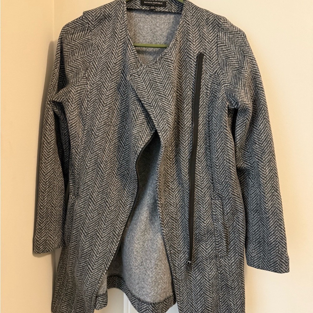 Banana Republic Gray Herringbone Trench Coat